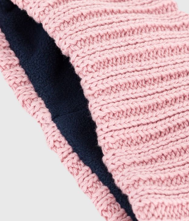 Braga de cuello de punto tricotado con forro polar para beb&eacute; rosa