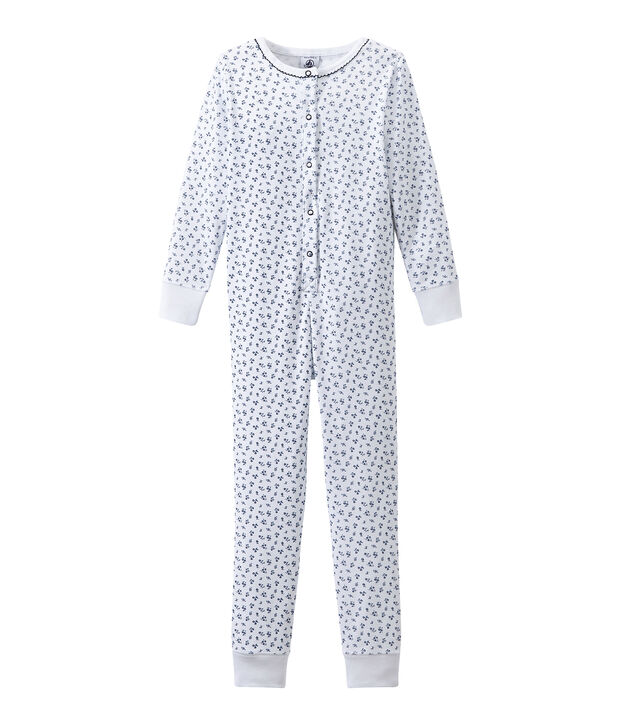 Pelele pijama estampado para ni&ntilde;a blanco/azul