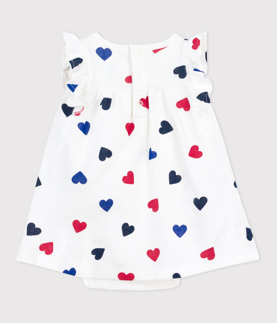 Vestido de algodón de manga corta con body integrado y corazón para bebé blanco MARSHMALLOW/blanco MULTICO