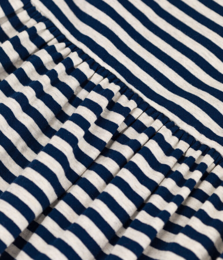 Vestido a rayas de manga 3/4 de t&uacute;bico de ni&ntilde;a azul/beige