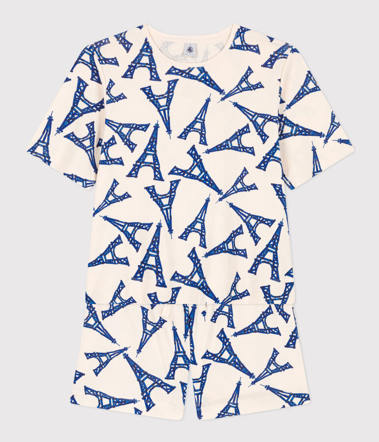 Pijama corto de algod&oacute;n Par&iacute;s para mujer crudo/multicolor