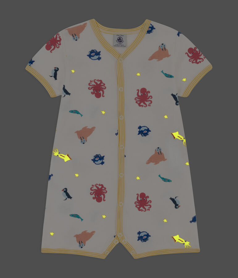 Mono corto de algod&oacute;n con animales marinos para beb&eacute; blanco/multicolor