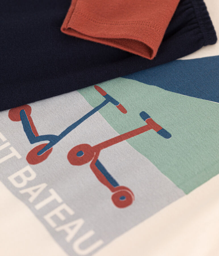 Pijama infantil liso con motivo de patinetes de algod&oacute;n azul/multicolor