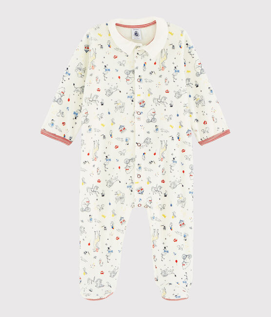 Pelele de terciopelo para bebé niño blanco MARSHMALLOW/blanco MULTICO