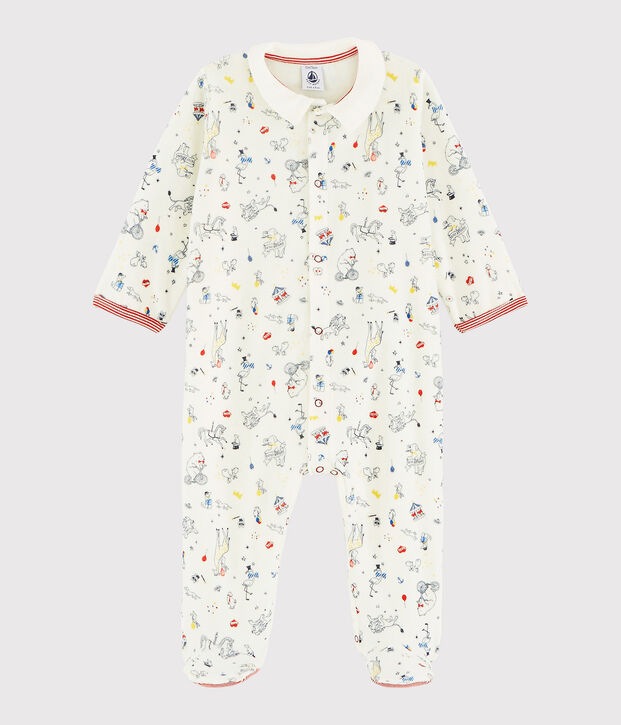 Pelele de terciopelo para beb&eacute; ni&ntilde;o blanco/multicolor