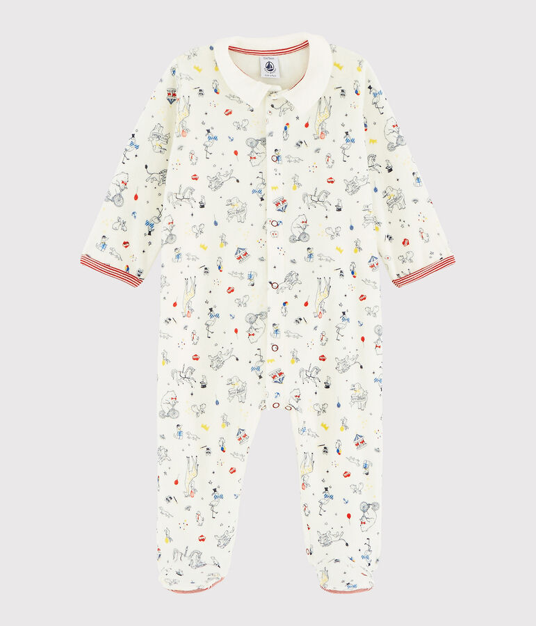 Pelele de terciopelo para beb&eacute; ni&ntilde;o blanco/multicolor