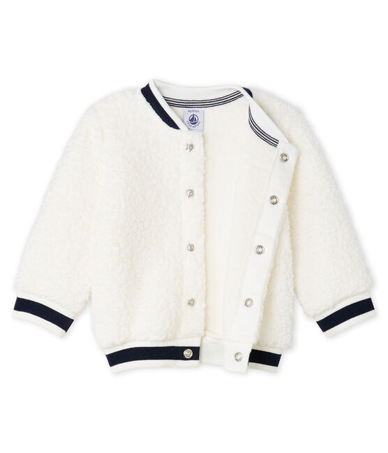 Cárdigan de sherpa de borreguillo para bebé unisex blanco MARSHMALLOW