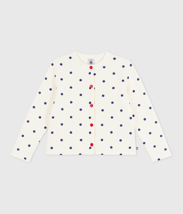 C&aacute;rdigan infantil de algod&oacute;n con estampado de lunares azul/azul