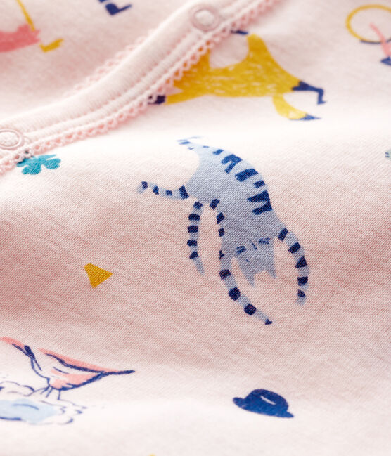 Pelele sin pies de punto acanalado para bebé niña rosa FLEUR/blanco MULTICO