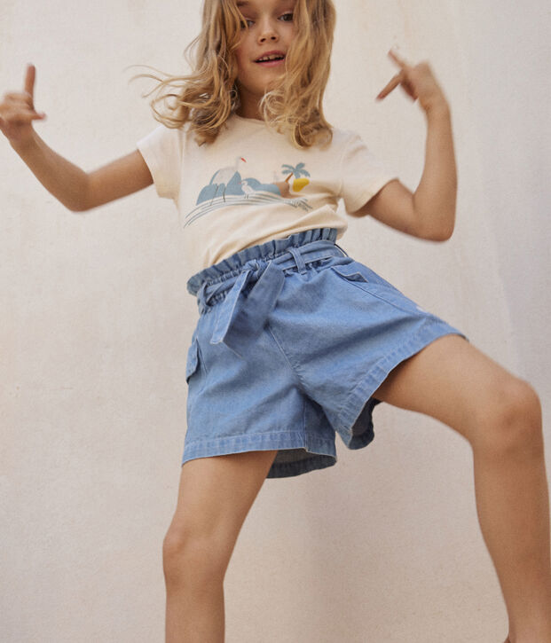 Shorts de tejido vaquero org&aacute;nico para ni&ntilde;a azul
