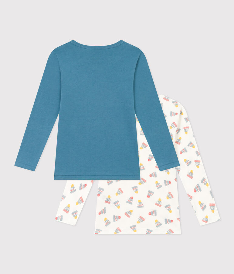 Juego de 2 camisetas de manga larga de algod&oacute;n gorro para ni&ntilde;o multicolor