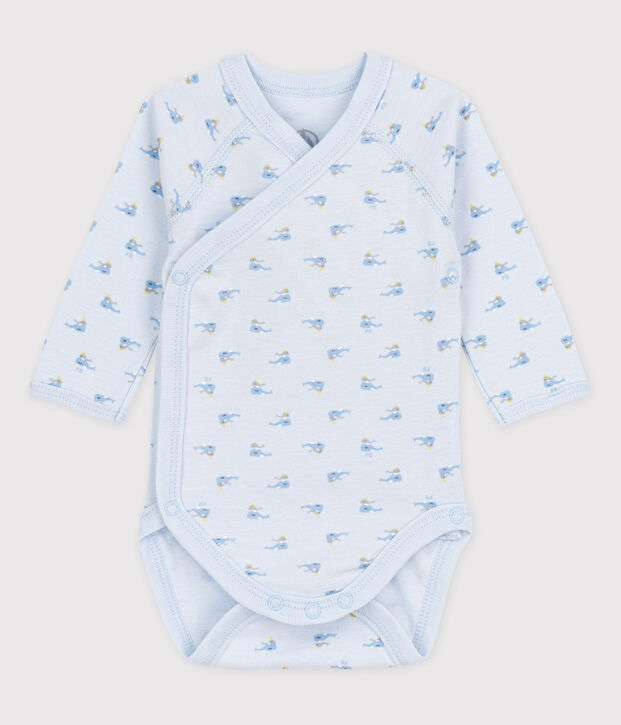 Bodi cruzado de manga corta de beb&eacute; ni&ntilde;a azul/multicolor