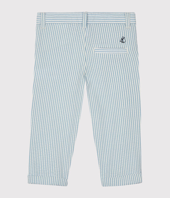 Pantalón milrayas para bebé niño azul ACIER/blanco MARSHMALLOW
