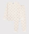 Pijama infantil de algodón con estampado de corazones plateados crudo MILK/ ARGENT