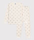 Pijama infantil de algodón con estampado de corazones plateados