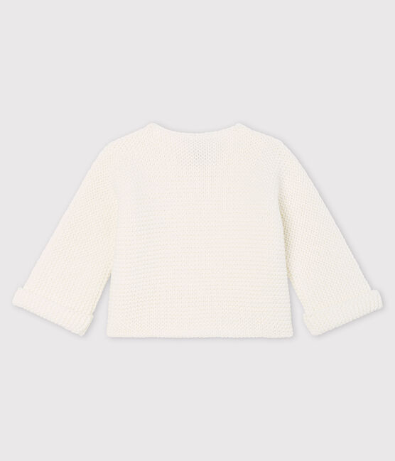 Cárdigan de punto de bebé de algodón orgánico blanco MARSHMALLOW