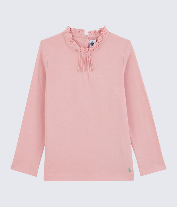 Camiseta de manga larga de algod&oacute;n de ni&ntilde;a rosa