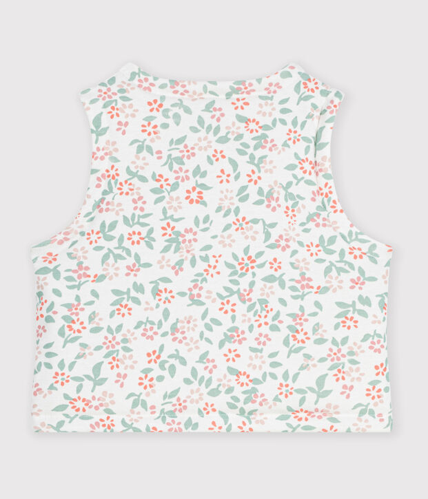 Chaleco reversible de algod&oacute;n estampado para beb&eacute; blanco/rosa