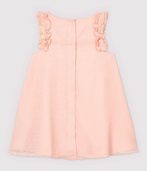 Vestido de manga corta de crepé de bebé niña rosa MINOIS