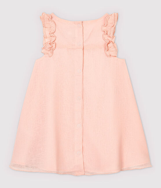 Vestido de manga corta de crepé de bebé niña rosa MINOIS