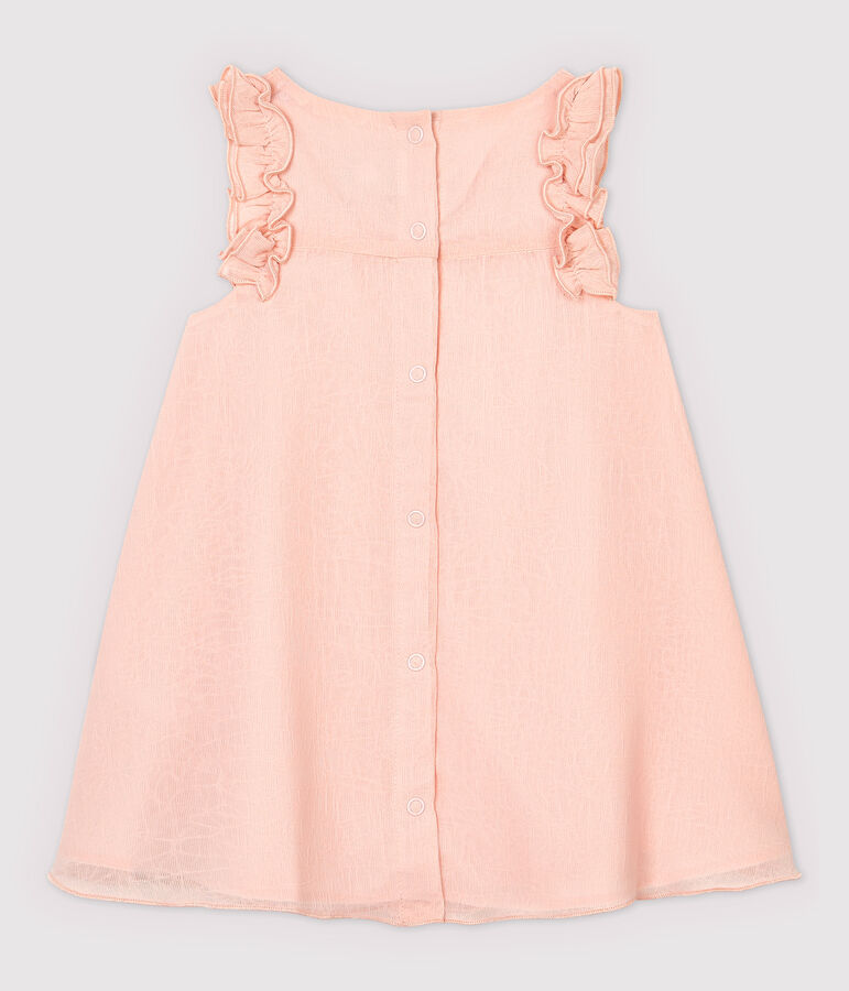 Vestido de manga corta de crep&eacute; de beb&eacute; ni&ntilde;a rosa MINOIS
