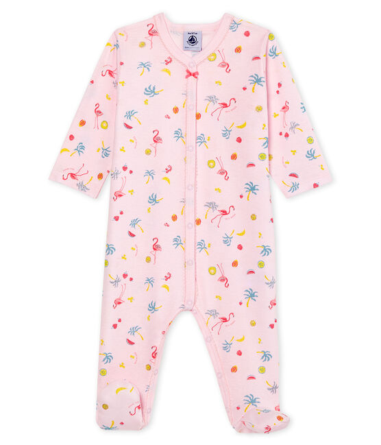 Pelele de punto de algodón para bebé niña rosa VIENNE/blanco MULTICO