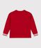 Camiseta infantil lisa de algod&oacute;n de manga larga rojo