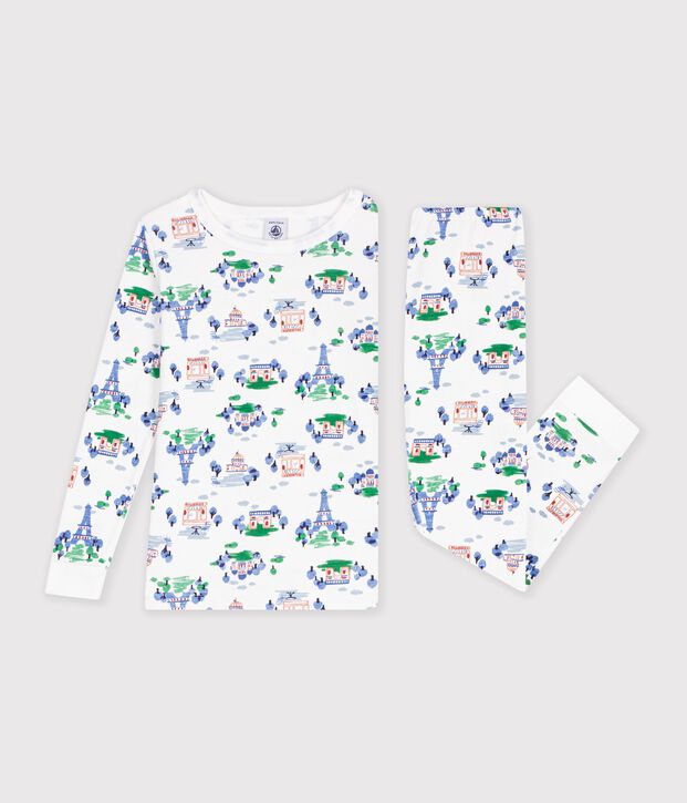Pijama infantil muy ajustado de algod&oacute;n con estampado multicolor/azul/multicolor