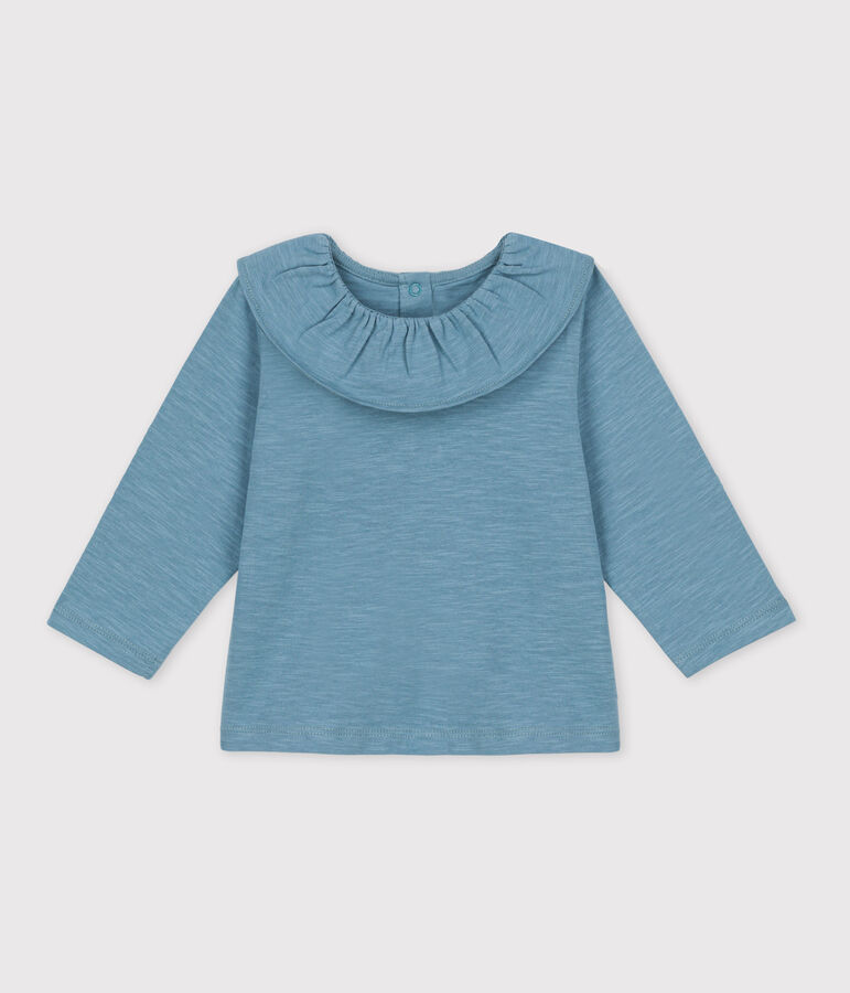 Blusa de punto ligero de manga larga para beb&eacute; azul