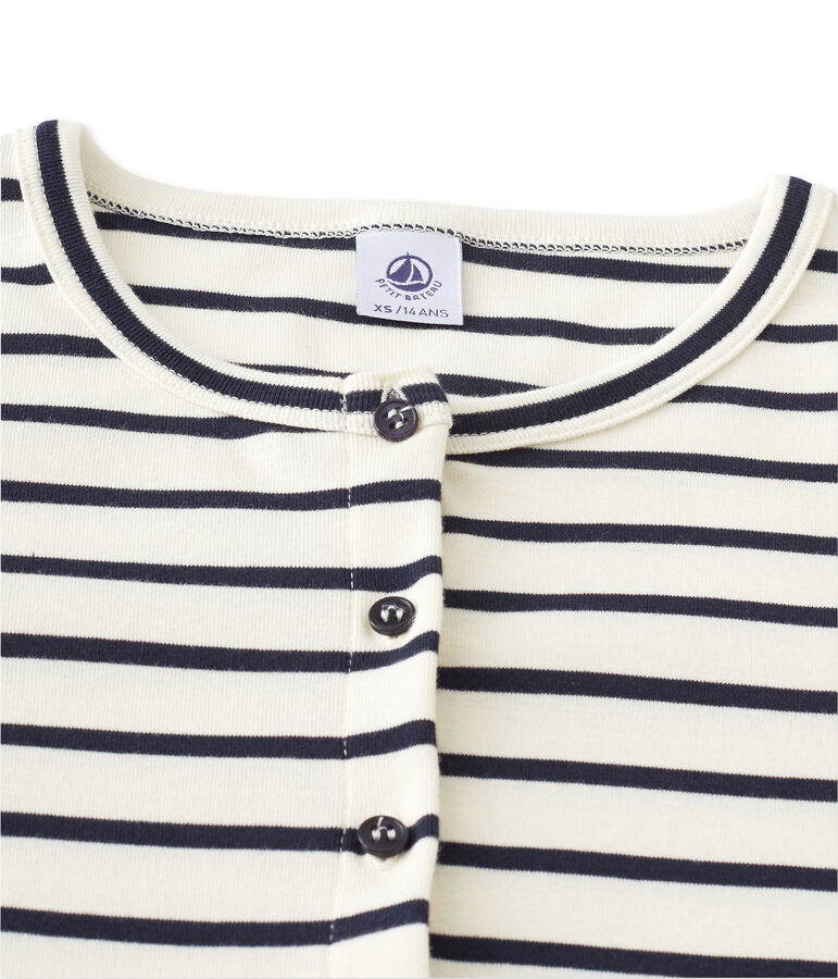 Cardigan de mujer rayado beige COQUILLE/azul SMOKING