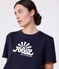Camiseta Recta de algodón liso para mujer azul SMOKING
