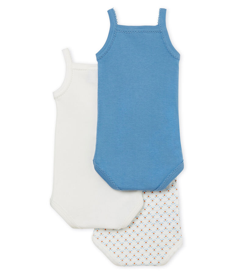 Lote de 3 bodis con tirantes para beb&eacute; ni&ntilde;a multicolor