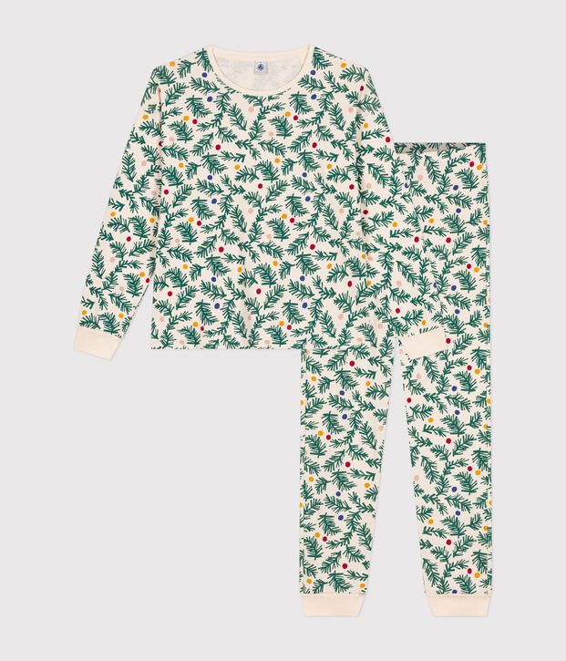Pijama de algod&oacute;n con estampado de &aacute;rbol de Navidad para mujer crudo/multicolor
