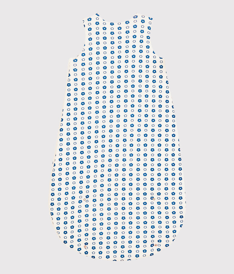 Saco de beb&eacute; de flores azules de algod&oacute;n org&aacute;nico blanco MARSHMALLOW/ MALLARD