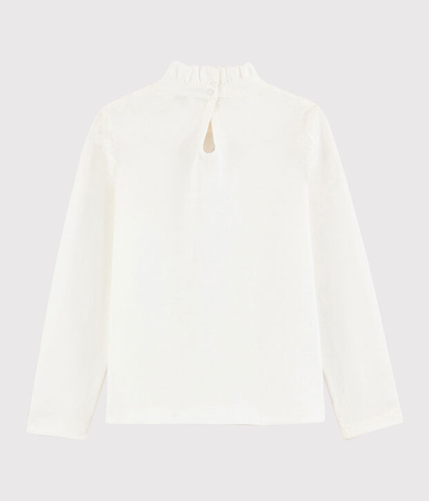 Camiseta con cuello isabelino para ni&ntilde;a blanco