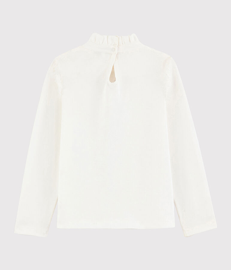 Camiseta con cuello isabelino para ni&ntilde;a blanco MARSHMALLOW