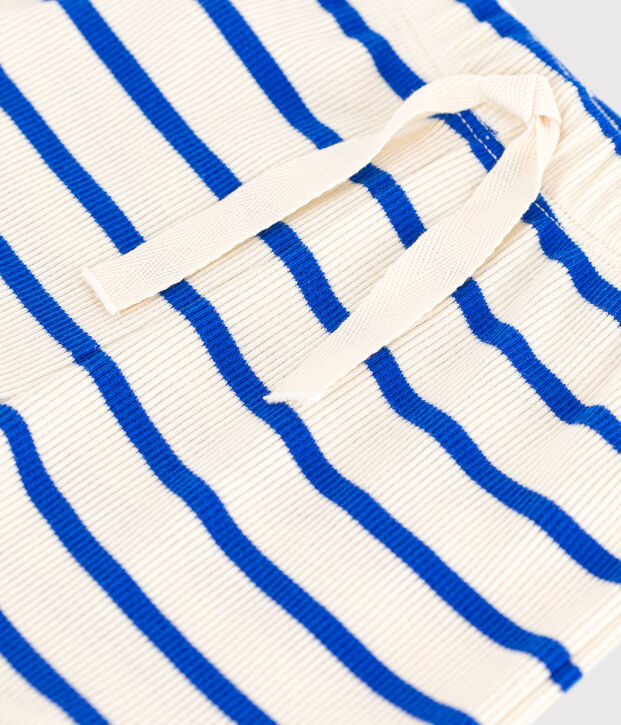 Shorts de punto de canal&eacute; a rayas para beb&eacute; crudo/azul