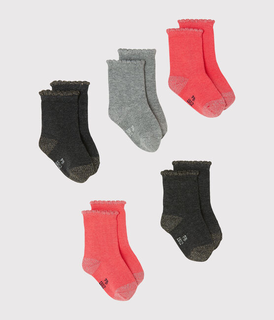 Lote de 5 pares de calcetines básicos para bebé niña variante 2