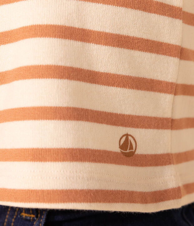 Marinera emblem&aacute;tica de algod&oacute;n para ni&ntilde;a. crudo/rosa