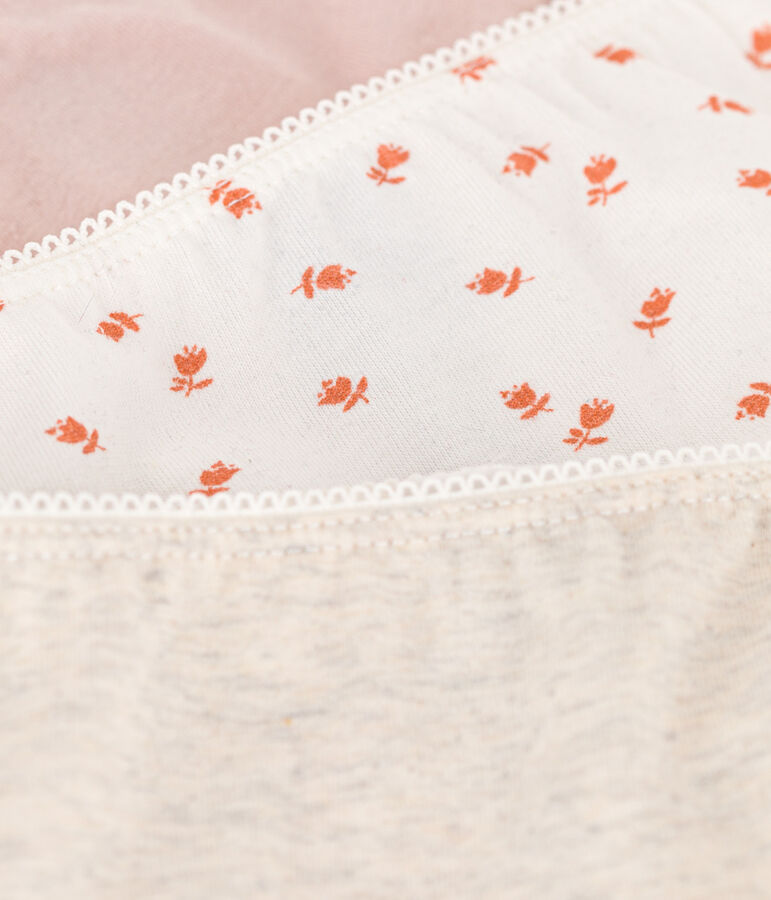 Juego de 3 braguitas de algod&oacute;n y elastano con flor para ni&ntilde;a multicolor