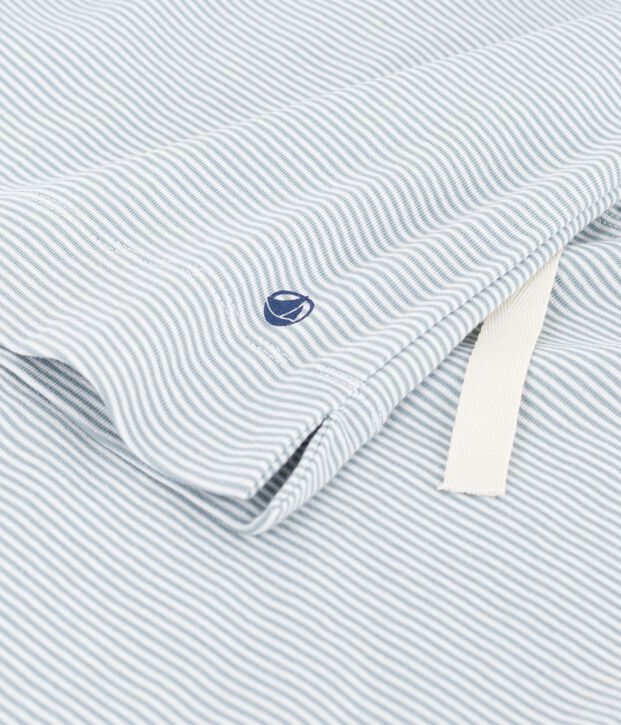 Pijama de algod&oacute;n a rayas de pernera ancha para mujer gris/blanco