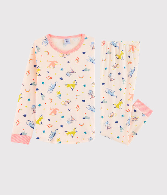 Pijama de disfraz de flamenco rosa para niña de punto rosa FLEUR/blanco MULTICO