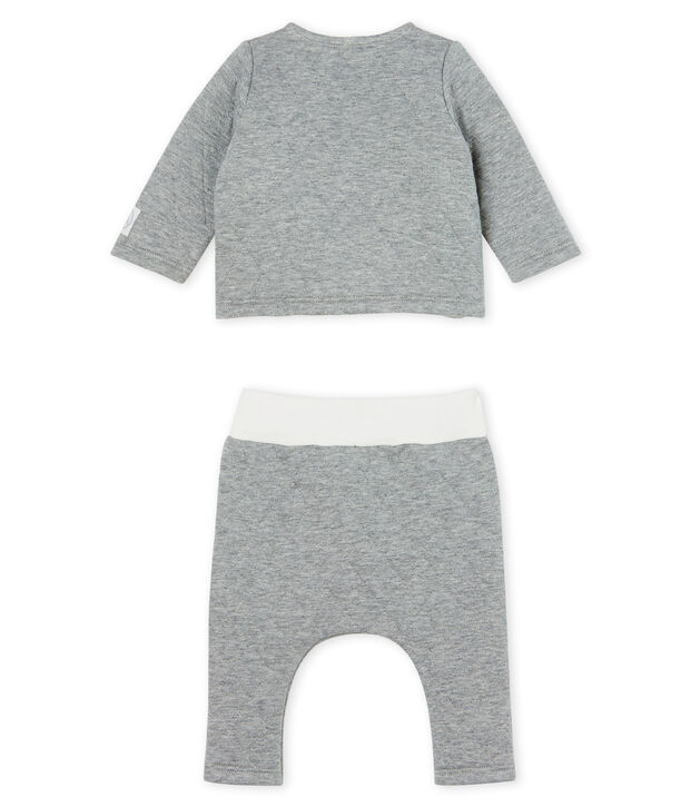 Conjunto de dos piezas para beb&eacute; de t&uacute;bico acolchado gris
