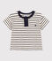 Camiseta de manga corta de punto flameado para bebé blanco AVALANCHE/azul SMOKING