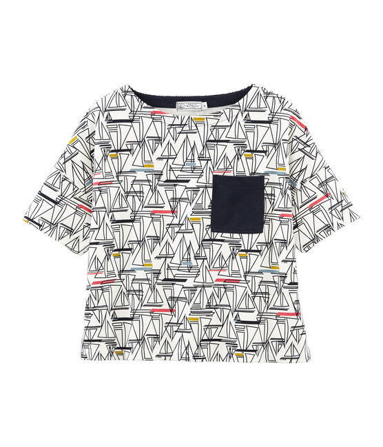 Jersey marinero manga corta para mujer blanco MARSHMALLOW/blanco MULTICO
