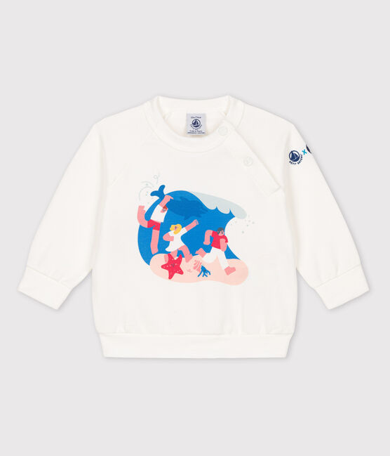 Sudadera Bebé Petit Bateau x Water Family blanco MARSHMALLOW
