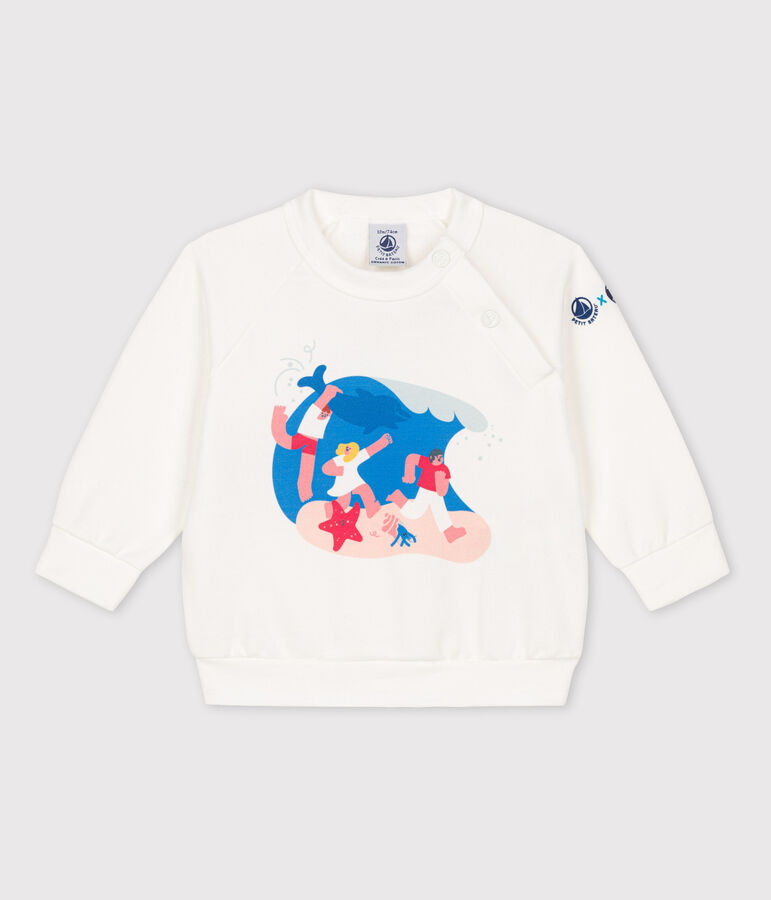 Sudadera Beb&eacute; Petit Bateau x Water Family blanco MARSHMALLOW