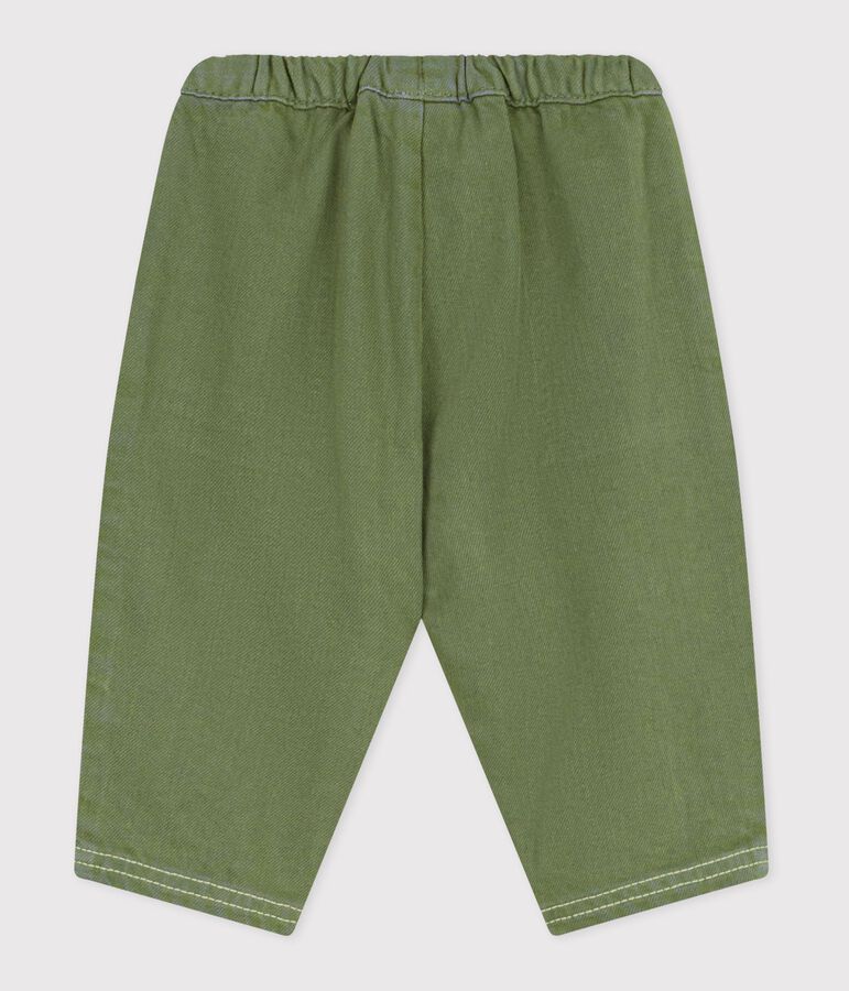 Pantal&oacute;n liso de tejido denim de color para beb&eacute; verde