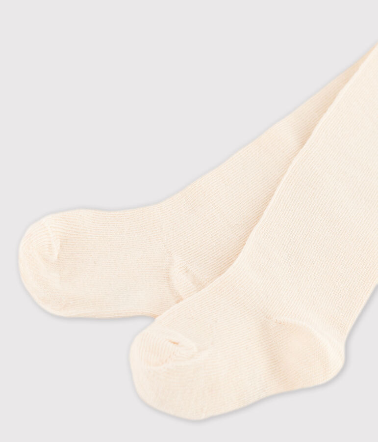 Leotardos lisos de algod&oacute;n para beb&eacute; crudo