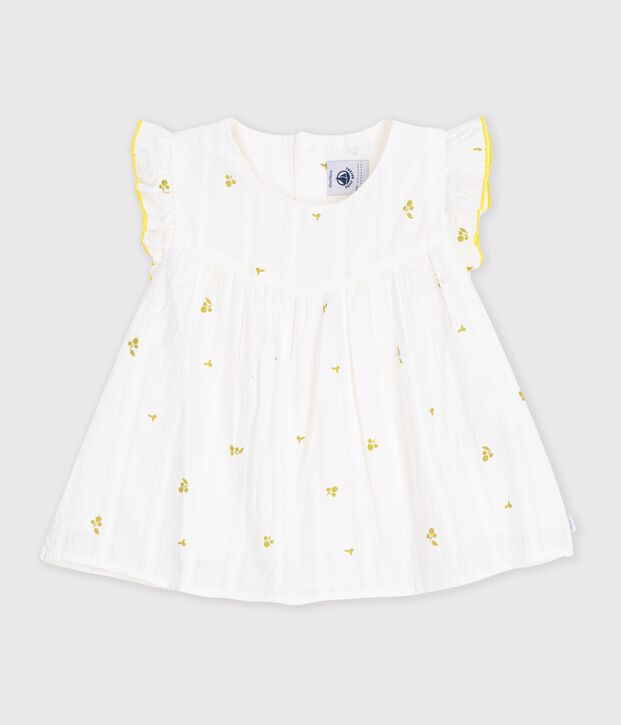 Blusa de algod&oacute;n sin mangas con estampado de flores para beb&eacute; blanco/verde